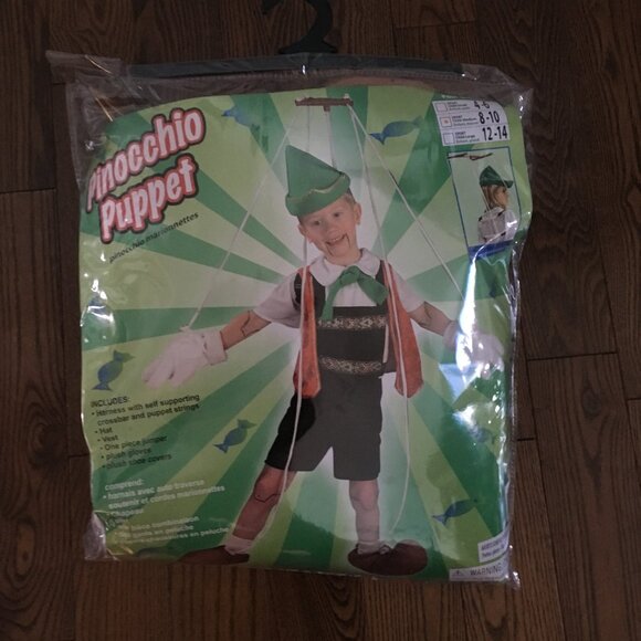 Pinocchio Puppet Jumpsuit Child Costume-Medium - Picture 2 of 4